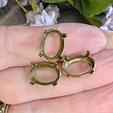 3pcs Silver or Gold Plated Settings, 14X10mm Oval, Article 4100, Crystal or Gemstone Sew On Setting