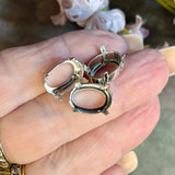 3pcs Silver or Gold Plated Settings, 14X10mm Oval, Article 4100, Crystal or Gemstone Sew On Setting