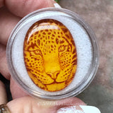 One of a Kind, Carved Leopard in Cherry Amber Pendant  in 14KGF