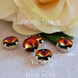 Volcano, 12mm Vintage Swarovski Crystal Rhinestone 1122 With Setting