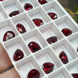 Siam 8x6mm Pear Shape, Swarovski Crystal Rhinestone With SP or GP Setting