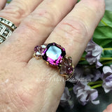 Genuine Swarovski Crystal, Vintage Amethyst Handmade Ring, 14K GF US Size 6.5