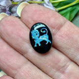 Rare Vintage Lion Carved Opal Triplet Cabochon - Black Onyx & Clear Quartz, 18x13mm