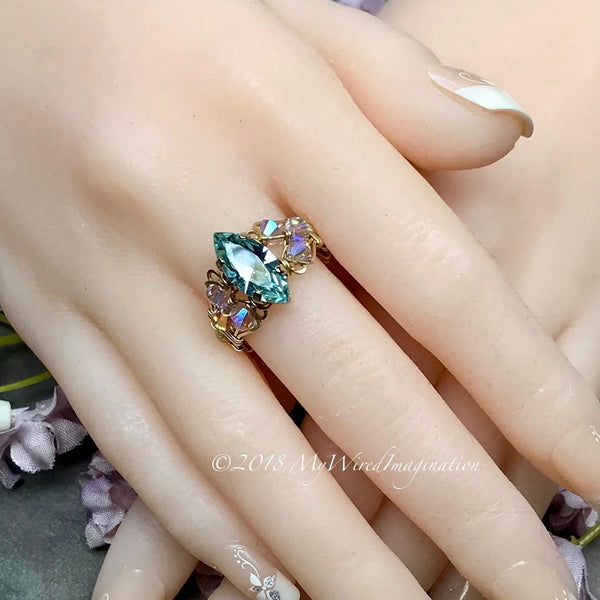 Swarovski Alexandrite Marquise, Handmade Ring, Color Change Crystal Ring, June Birthstone