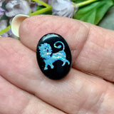 Rare Vintage Lion Carved Opal Triplet Cabochon - Black Onyx & Clear Quartz, 18x13mm