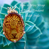 One of a Kind, Carved Leopard in Cherry Amber Pendant  in 14KGF