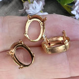 3pcs Silver or Gold Plated Settings, 14X10mm Oval, Article 4100, Crystal or Gemstone Sew On Setting
