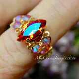 Bold Astral Pink Swarovski Crystal Statement Ring | Sterling Silver or 14K Gold-Filled