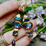 LAST PAIR of Vitrail Dark Earrings, Handmade Earrings, Vintage Crystal, Sterling Silver or 14K GF