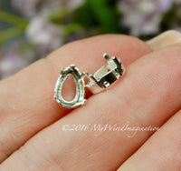 10x7 mm Pear Shaped 4320 Settings, 2 pcs Silver or Gold Plated,  Gemstone or Crystal Settings