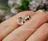 10x7 mm Pear Shaped 4320 Settings, 2 pcs Silver or Gold Plated,  Gemstone or Crystal Settings