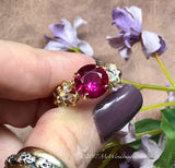 Ruby Handmade Ring, Lab Grown Fuchsia Ruby-Red, July Birthstone, 40th Anniversary