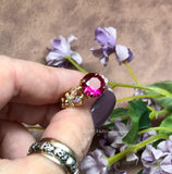 Ruby Handmade Ring, Lab Grown Fuchsia Ruby-Red, July Birthstone, 40th Anniversary