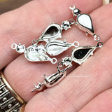 6 Pieces 2-Stone 2-Loop Settings For 10x6mm Pear and 25pp Round, Empty Multi-Stone Settings