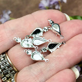 6 Pieces 2-Stone 2-Loop Settings For 10x6mm Pear and 25pp Round, Empty Multi-Stone Settings