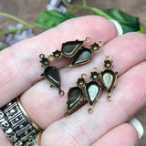 6 Pieces 2-Stone 2-Loop Settings For 10x6mm Pear and 25pp Round, Empty Multi-Stone Settings
