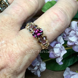 Rhodolite Garnet Handmade Ring, Raspberry Dark Red, in SS or 14K GF
