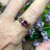 Rhodolite Garnet Handmade Ring, Raspberry Dark Red, in SS or 14K GF