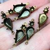 6 Pieces 2-Stone 2-Loop Settings For 10x6mm Pear and 25pp Round, Empty Multi-Stone Settings