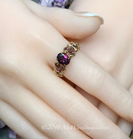 Rhodolite Garnet Handmade Ring, Raspberry Dark Red, in SS or 14K GF
