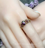 Rhodolite Garnet Handmade Ring, Raspberry Dark Red, in SS or 14K GF