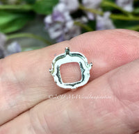 12mm 4470 Setting SOLID Sterling Silver Setting, for 12mm Cushion Cut 4470 Stones and Crystals, SS 925 NOT Plated, Gem Setting