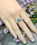 Wire Wrapped Ring with Vintage Swarovski Aquamarine & New Crystal Pearls