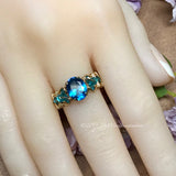 Blue Zircon Handmade Ring Lab-Created London Blue Gemstone, December Birthstone