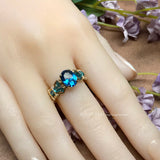 Blue Zircon Handmade Ring Lab-Created London Blue Gemstone, December Birthstone