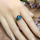 Blue Zircon Handmade Ring Lab-Created London Blue Gemstone, December Birthstone
