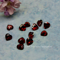 12 Pieces, Genuine Garnet Hearts, 6X6mm Heart-Shape Faceted Garnets