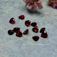 12 Pieces, Genuine Garnet Hearts, 6X6mm Heart-Shape Faceted Garnets
