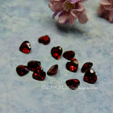12 Pieces, Genuine Garnet Hearts, 6X6mm Heart-Shape Faceted Garnets