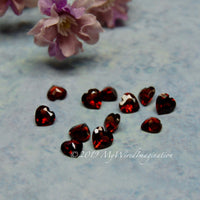12 Pieces, Genuine Garnet Hearts, 6X6mm Heart-Shape Faceted Garnets