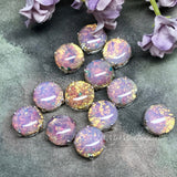 Pink Fire Opal Vintage West German Glass-Cabochon, 11mm Round with Settings