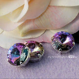 12mm Sew On Swarovski Crystal Vitrail Light Rivoli 1122 With Prong Setting