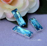 Aquamarine Swarovski Crystal, 1Pc Princess Brooch, 30x10 4547 With Setting