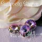 12mm Sew On Swarovski Crystal Vitrail Light Rivoli 1122 With Prong Setting