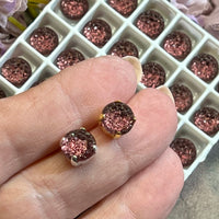 Amethyst 2, 4 or 6 Pieces Vintage Crystal 40ss (8.5mm) Sugar Stone in Settings, Faux Druzy