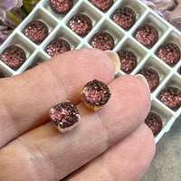 Amethyst 2, 4 or 6 Pieces Vintage Crystal 40ss (8.5mm) Sugar Stone in Settings, Faux Druzy