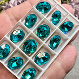 Blue Zircon 1 Pc Vintage Swarovski 12x10mm Oval, Art 4120, Swarovski Crystal in Setting