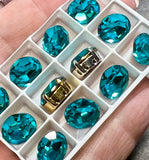 Blue Zircon 1 Pc Vintage Swarovski 12x10mm Oval, Art 4120, Swarovski Crystal in Setting