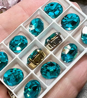 Blue Zircon 1 Pc Vintage Swarovski 12x10mm Oval, Art 4120, Swarovski Crystal in Setting