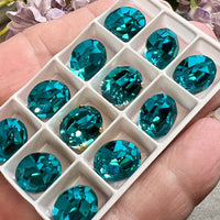 Blue Zircon 1 Pc Vintage Swarovski 12x10mm Oval, Art 4120, Swarovski Crystal in Setting