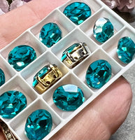 Blue Zircon 1 Pc Vintage Swarovski 12x10mm Oval, Art 4120, Swarovski Crystal in Setting