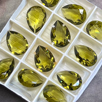 Swarovski Crystal, 1 Pc Khaki Green, 18x13 art 4320 Pear Shape Crystal with Setting