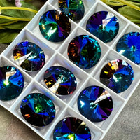 Green Sphinx 1 Piece Genuine Swarovski Crystal, 18mm 1122 Rivoli Crystal, With or Without Setting