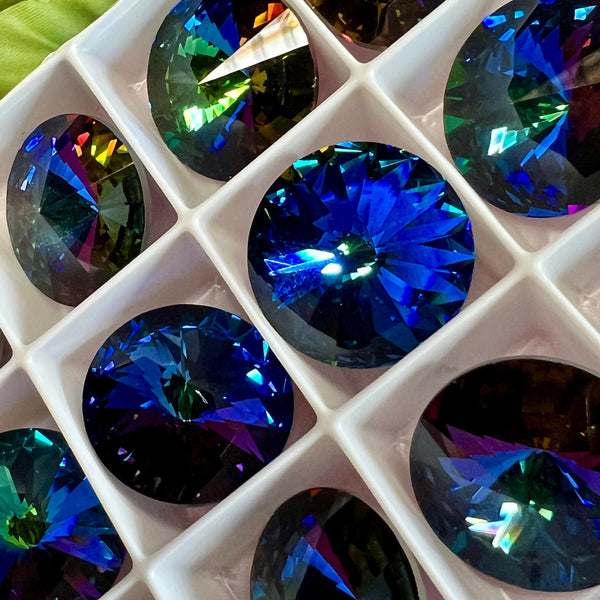 Green Sphinx 1 Piece Genuine Swarovski Crystal, 18mm 1122 Rivoli Crystal, With or Without Setting