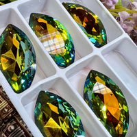Golden Sahara Navette 32x17mm Genuine Swarovski Crystal, Article 4227 Golden Sahara, With Setting