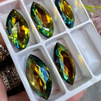 Golden Sahara Navette 32x17mm Genuine Swarovski Crystal, Article 4227 Golden Sahara, With Setting